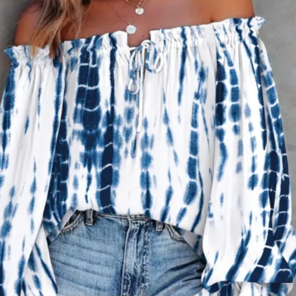 Brand New!!! Tie dye print off shoulder blouse